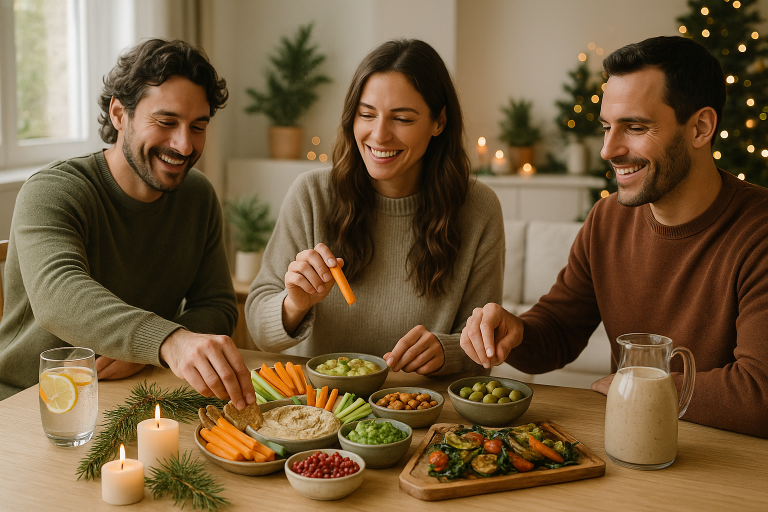 Alimentación consciente fin de año con verduras, legumbres y proteína vegetal