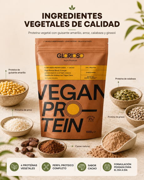 Proteína Vegana Chocolate Glorioso – Ingredientes vegetales de calidad