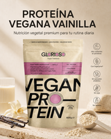 Proteína Vegana Vainilla de Glorioso con DigeZyme, sin azúcares añadidos, sin soja y sin lactosa.