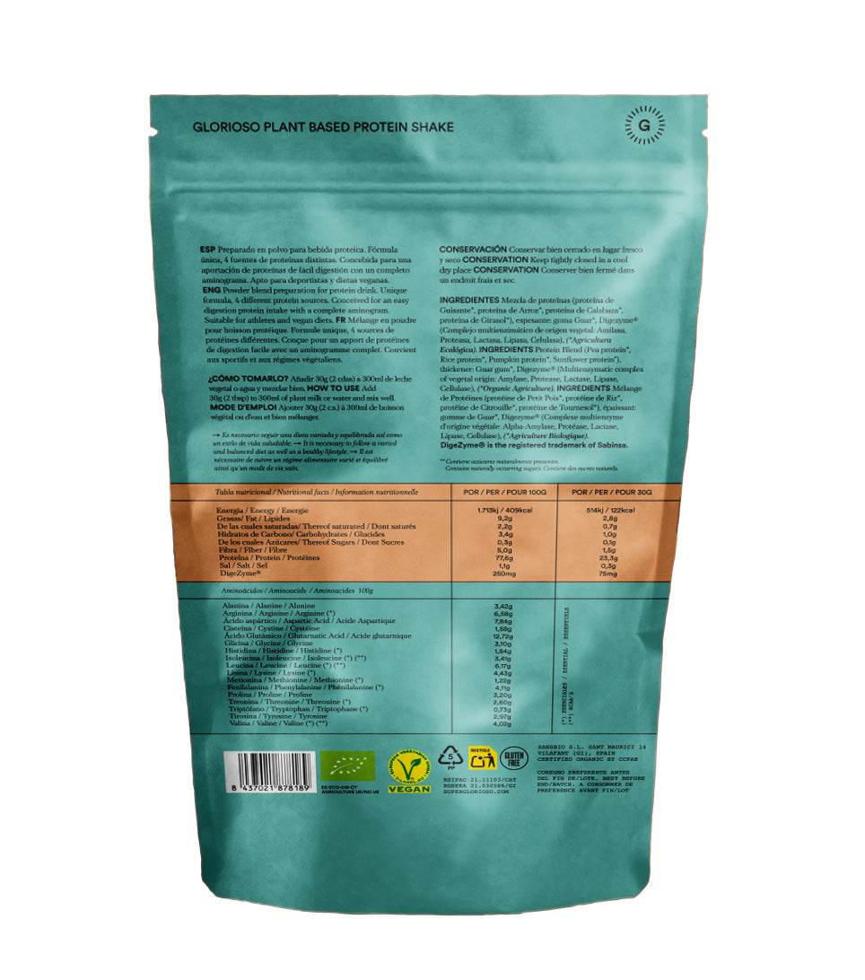 Proteína Vegana Neutra BIO 600g — Ecológica, Sin Gluten, Sin Lactosa ...