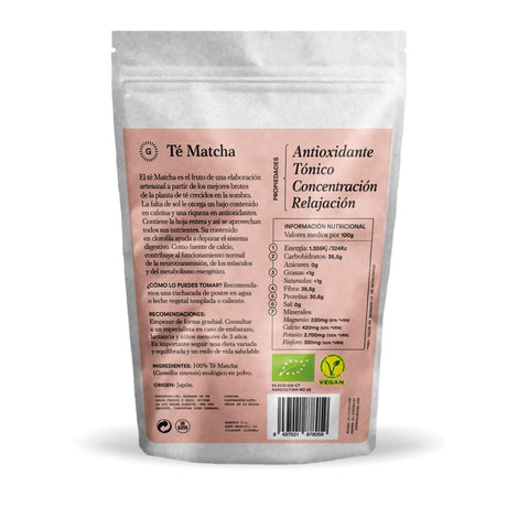 Información nutricional té Matcha
